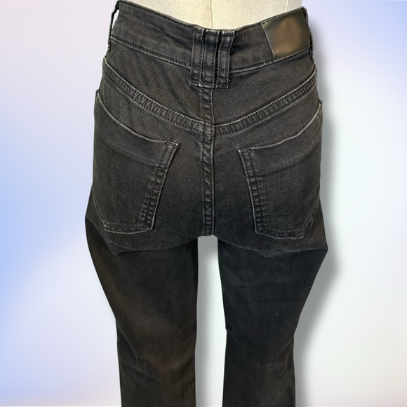 Anine Bing Black Distressed Knee Raw Hem High-Rise Skinny Jeans Size 24 - Picture 9 of 16